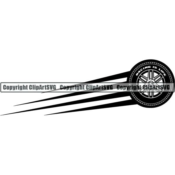 Sports Car Racing Tire Motion ClipArt SVG