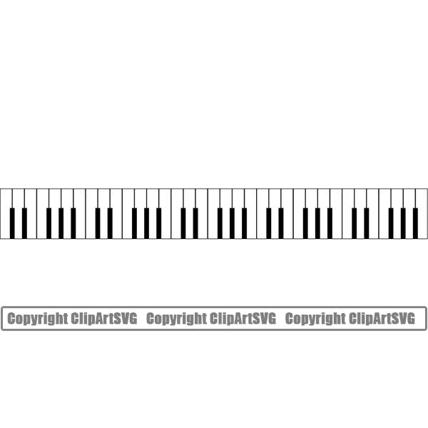Music Design Element Frame Border Piano Keys Out Line Straight ClipArt SVG
