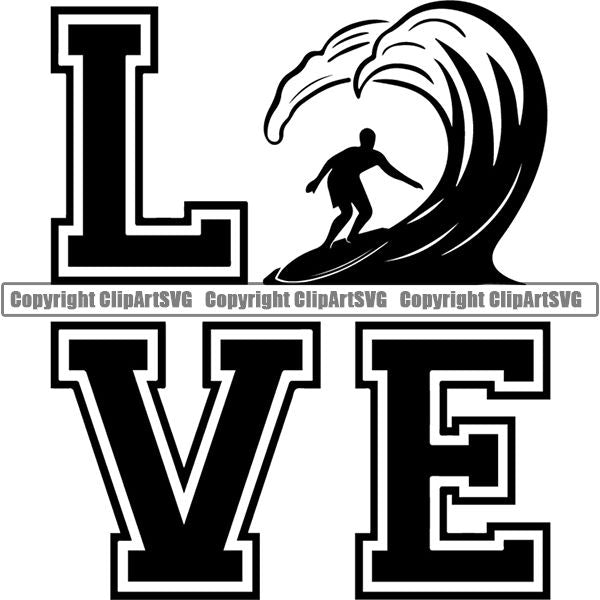 Sports Surfing Surf Love ClipArt SVG