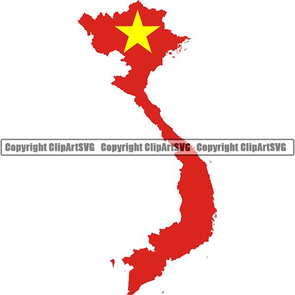 Country Flag Map Vietnam ClipArt SVG