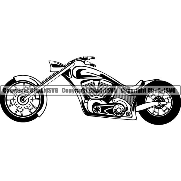 Motorcycle Bike Chopper ClipArt SVG