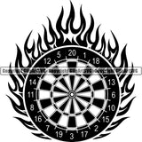 Sports Game Darts Fire ClipArt SVG