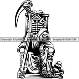 Skull Skeleton Grim Reaper Tattoo Tat ClipArt SVG