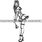 Maid Cleaning Service Housekeeping Housekeeper Sexy Female Woman ClipArt SVG