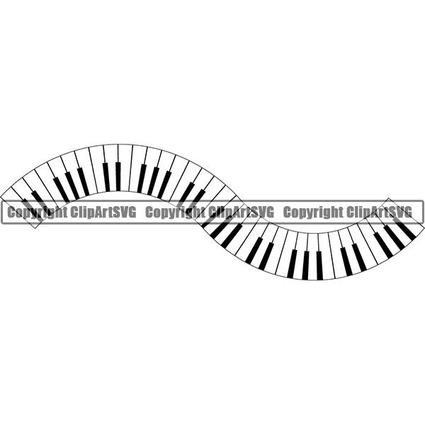 Music Design Element Frame Border Piano Keys Out Line Wavy ClipArt SVG