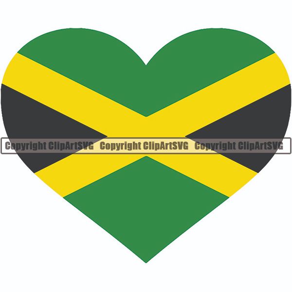 Country Flag Heart Jamaica ClipArt SVG