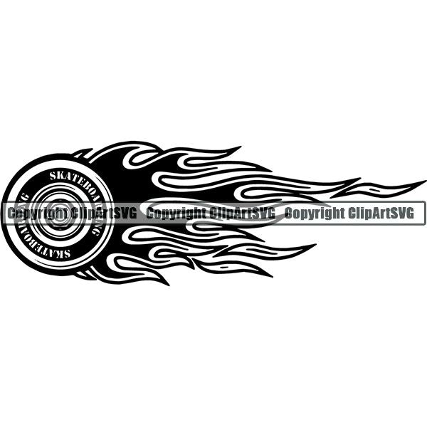 Sports Skateboarding Skateboard Flame ClipArt SVG