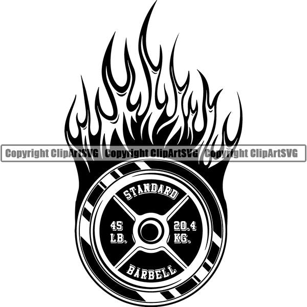Gym Sports Bodybuilding Fitness Muscle Fire ClipArt SVG