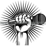 Microphone Mic Audio Music Record Broadcast Podcast Webinar Equipment Logo ClipArt SVG