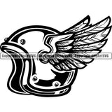 Motorcycle Bike Chopper Helmet Wings ClipArt SVG