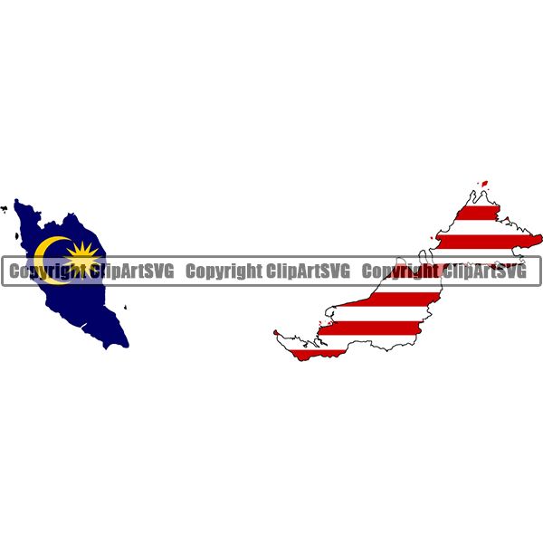 Country Flag Map Malaysia ClipArt SVG