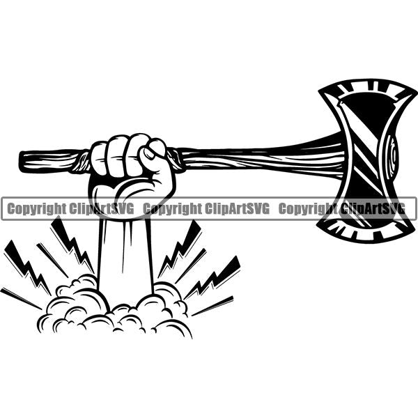Viking Warrior Axe Double Sided ClipArt SVG