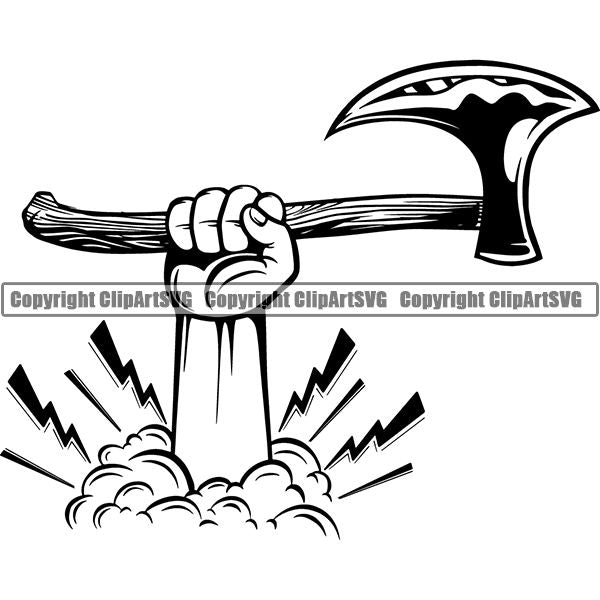 Viking Warrior Axe ClipArt SVG
