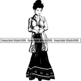 Occupation Cowboy Woman Victorian Attire ClipArt SVG