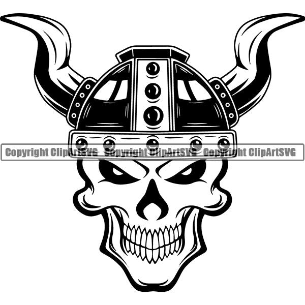 Viking Warrior Skull ClipArt SVG