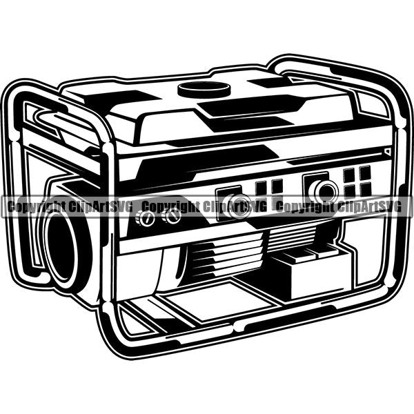 Mechanic Repair Shop Garage Gas Generator ClipArt SVG