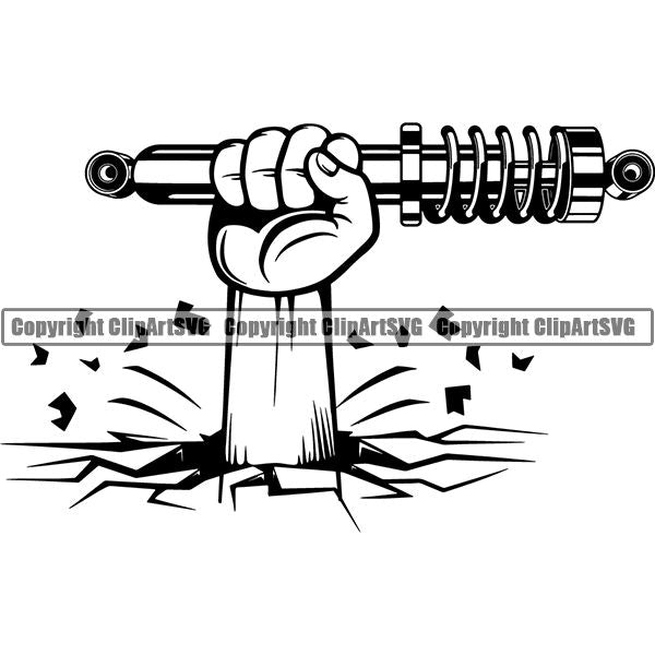 Mechanic Repair Shop Garage Engine Shock Absorber ClipArt SVG