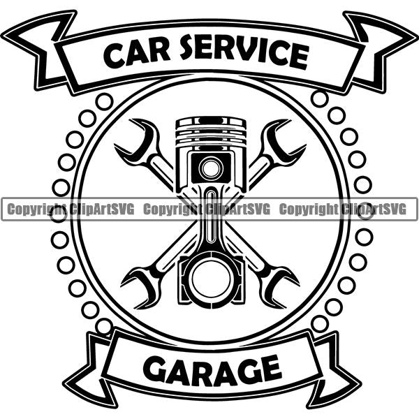 Mechanic Repair Shop Garage Logo ClipArt SVG