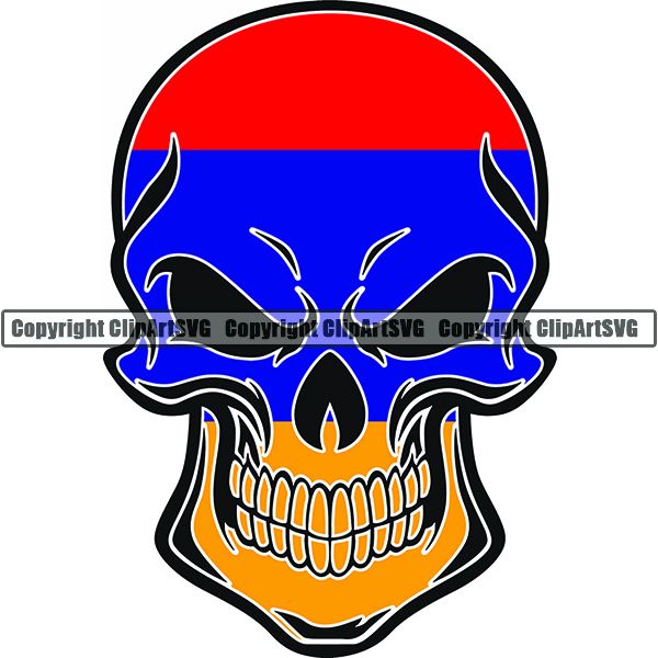 Country Flag Skull Armenia ClipArt SVG
