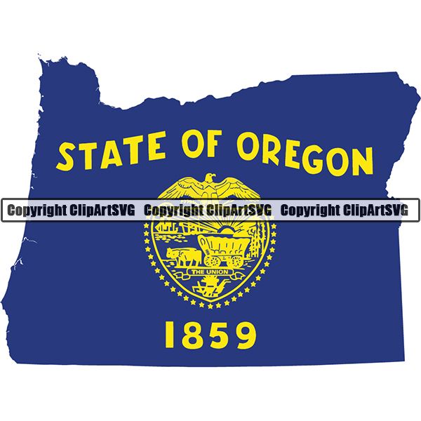State Flag Map Oregon ClipArt SVG