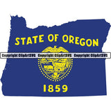 State Flag Map Oregon ClipArt SVG