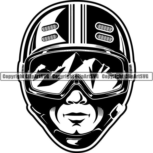 Sports Snowboarding Snowboard Skiing Ski Head ClipArt SVG