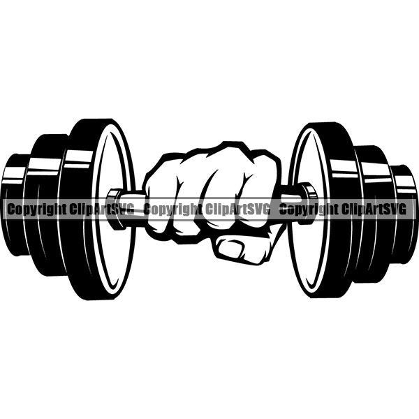Gym Sports Bodybuilding Fitness Muscle Dumbbell Hand ClipArt SVG