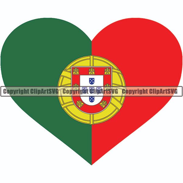 Country Flag Heart Portugal ClipArt SVG