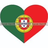 Country Flag Heart Portugal ClipArt SVG