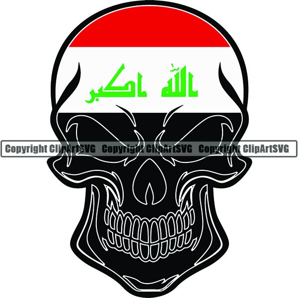 Country Flag Skull Iraq ClipArt SVG