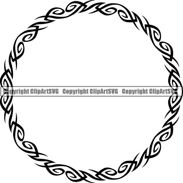 Viking Celtic Tribal Frame Border Design Element Circle ClipArt SVG