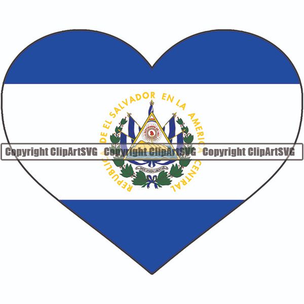 Country Flag Heart El Salvador ClipArt SVG