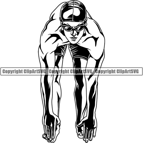 Sports Swimming Swimmer Diving Diver ClipArt SVG