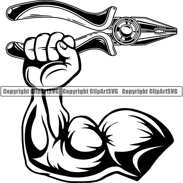 Mechanic Repair Shop Garage Pliers ClipArt SVG
