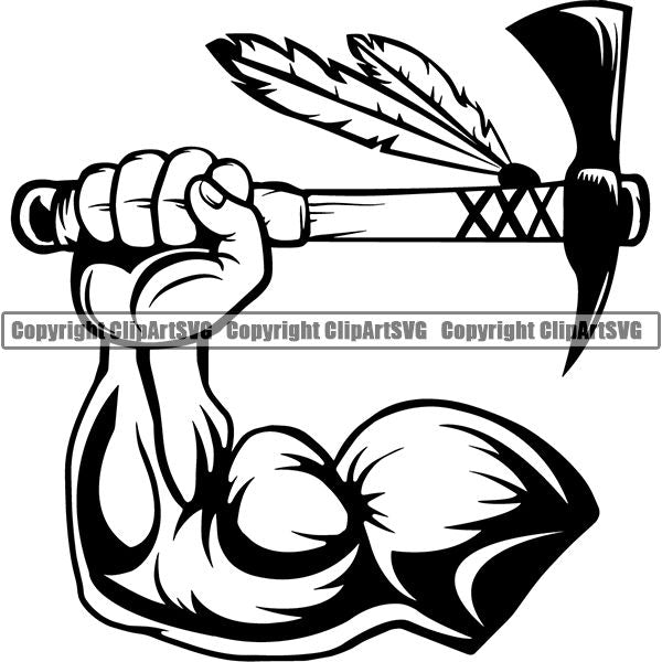 Native American Indian Axe ClipArt SVG