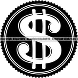 Money Cash Coin Collecting Dollar Sign Pile Design Stack Bank Finance Rich Wealthy Knot Roll Spread 100 Dollar Bill Currency Advertise Marketing Clipart SVG