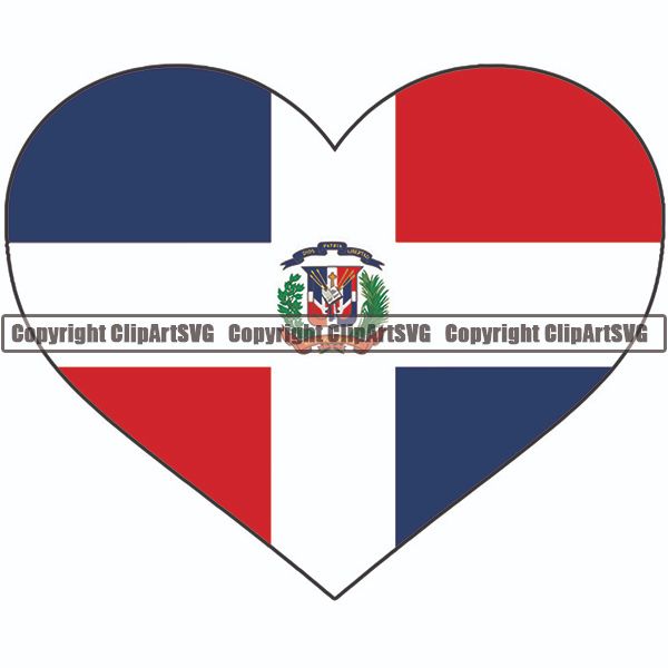 Country Flag Heart Dominican Republic ClipArt SVG