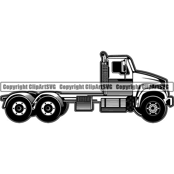 Truck Driver Trucking Trucker Driving Transportation Semi Flatbed Tractor Trailer ClipArt SVG