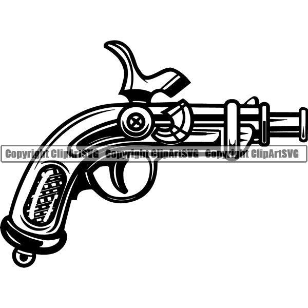 Pirate Sea Gangster Criminal Warrior Gun ClipArt SVG