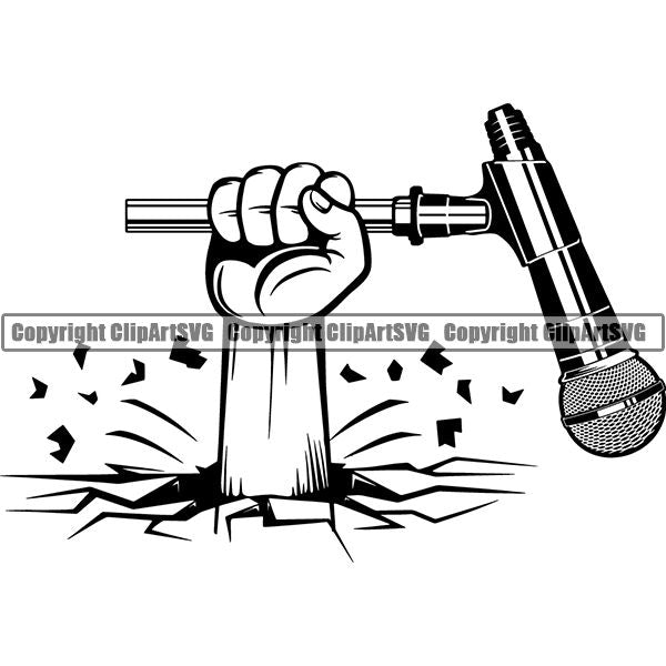 Microphone Mic Audio Music Record Broadcast Podcast Webinar Equipment Logo ClipArt SVG