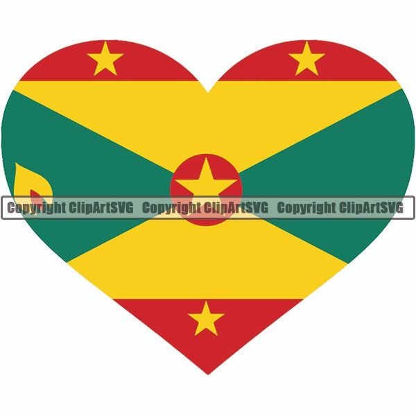 Country Flag Heart Grenada ClipArt SVG