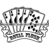 Game Poker Card Royal Flush Arc Ribbon Text ClipArt SVG