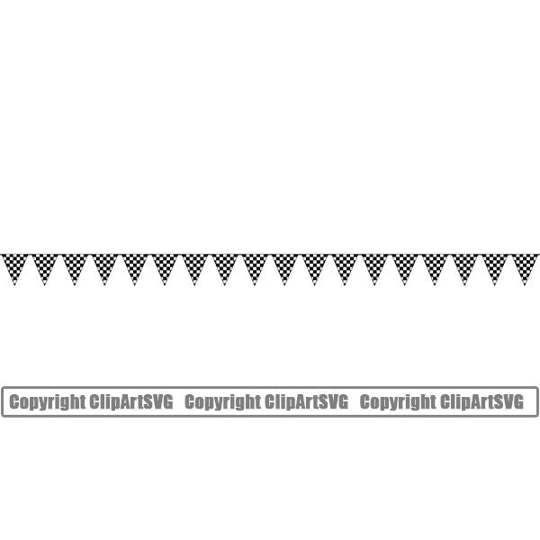 Sports Car Motorcycle Run Running Bike Race Racing Racer Race Design Element Frame Border Checkerboard Checkered Checker Triangle Flags Line ClipArt SVG