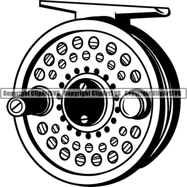 Sports Game Fishing Hunting Fish Hunt Fly Reel ClipArt SVG