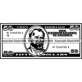 Money Cash 50 Fifty Dollar Bill Ulysses S Grant Bank Currency Banking Coin Collecting Dollar Sign Design Stack Bank Finance Rich Wealthy Knot Roll Spread 100 Dollar Bill Currency Advertise Marketing Clipart SVG