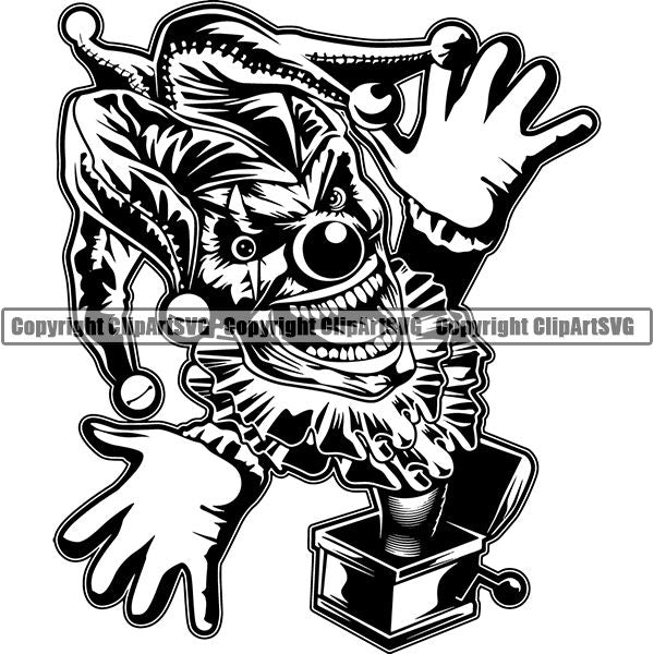 Evil Scary Clown ClipArt SVG