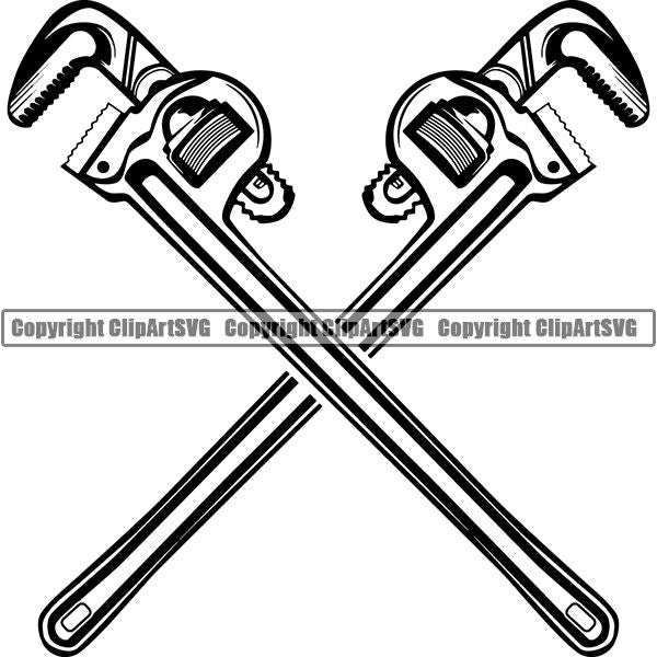 Plumbing Plumber Pipe Repair Service Wrench ClipArt SVG