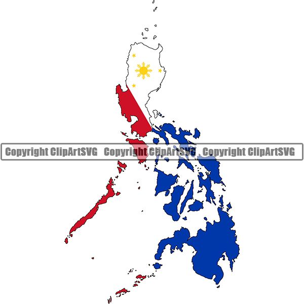 Country Flag Map Philippines ClipArt SVG