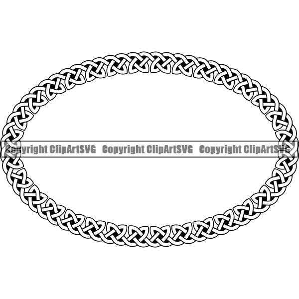 Viking Celtic Frame Border Design Element Oval ClipArt SVG
