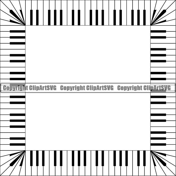 Music Design Element Frame Border Piano Keys Out Square ClipArt SVG